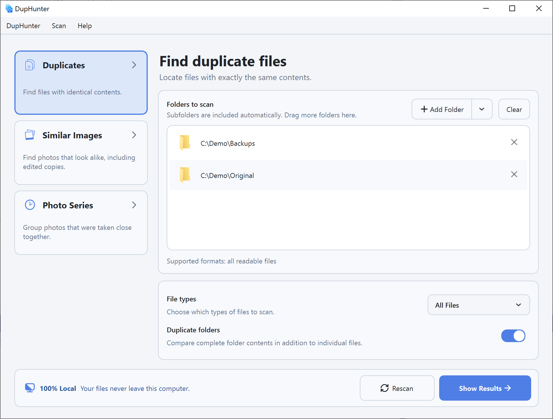 DupHunter duplicate search setup